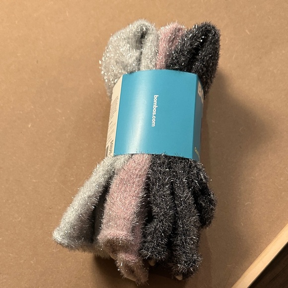 Bombas sparkly 3 pack calf socks.  Black, pink and silver - Picture 11 of 11